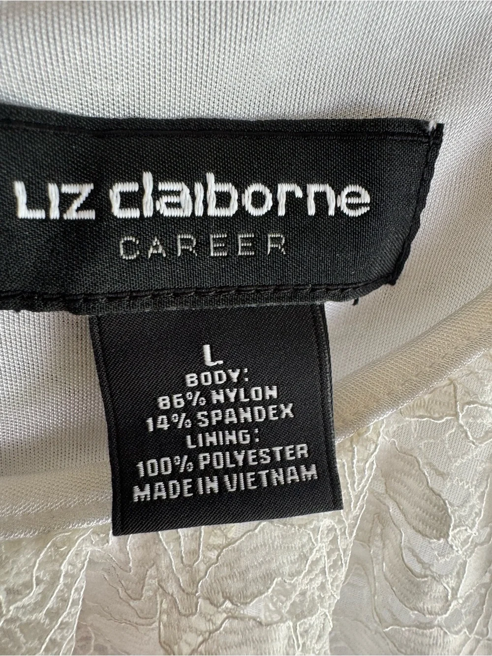 Liz Claiborne Sleeveless White Lacey Blouse Size Large NWT
